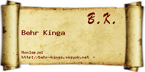 Behr Kinga névjegykártya
